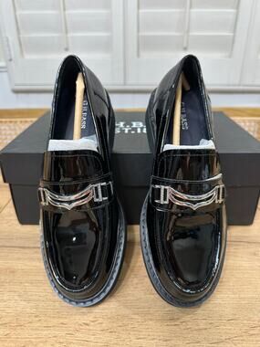 G.H.BASS & CO. Womens Madison Round Toe Loafer Black Patent Leather Size 5.5 NIB